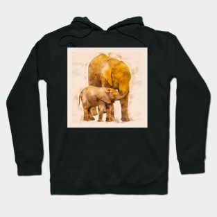 Mother Elephant and her Baby Hoodie
